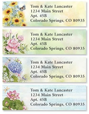 Colorful Images Nature’s Grace Floral Return Address Mailing Labels, Personalize with Name & Address, Set of 240 Self Adhesive, Easy Peel Flat Label Sheets, Small, 12 Designs