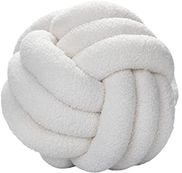 Almohada de Bola de Nudo Suave, 11 en Cojines de Lana de Cordero, Almohada de Bola de Nudo Bola de Boucle Bola Anudada Hecha a Mano para Cojín de Silla de Sofá, Almohada de Bola de Nudo(Blanquecino)