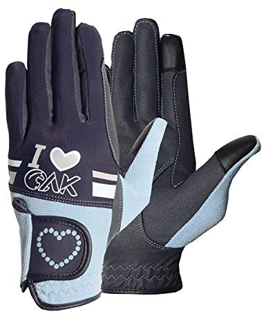 AK Love Horse Reithandschuhe für Damen, Herren und Kinder, Reithandschuhe für alle Jahreszeiten AKRS-6388 (Marine/Himmel, XS)