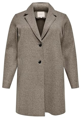 ONLY Carmakoma Damen Carnew Carrie Bonded Coat Otw Noos Mantel, Caribou/Detail:MELANGE, L EU