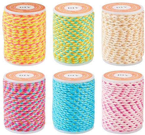 Bestewelry 6 rullar, 1,5 mm polybomullsrep, 4-skikt, handgjort makramé, bomullsrep för sträng, vägghängningar, växthängare, gör-det-själv-smyckestillverkning, hantverk, strängstickning