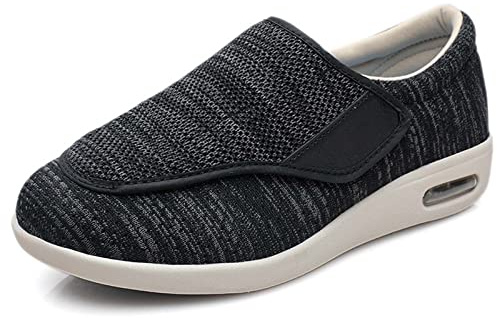 Zapatos Diabeticos Hombre Mujer Sandalias Diabéticas Pantuflas Ortopédicas para Diabéticos para Hombres, Zapatillas Cómodas Para Exteriores, Sandalias de Rehabilitación Diabéticos(Black gray,46EU)