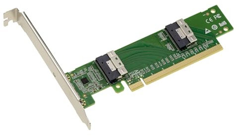 KALEA-INFORMATIQUE PCIe 4.0 auf 2 Ports Slim SAS SFF-8654 8i Adapter-Controller-Karte für NVMe M2 M3 U2 U3 SSDs oder PCIe Backplate.