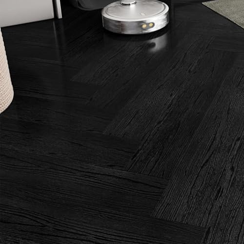 LaCheery Vinylboden Holzoptik Selbstklebend Klebefliesen Boden Schwarz 90cm X 15cm Fliesenaufkleber Boden Küche Vinylboden Eiche Dunkel Bodenbelag Selbstklebend Vinyl Schlafzimmer Bad 36 Stück