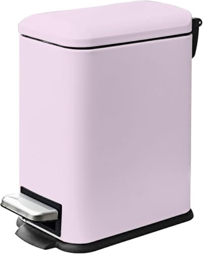 JM ·YIPENG Bathroom Bin, 5L Pedal Bin with Soft Close Lids, Bedroom Bin with Removable Inner Bucket,Small Bins for Bathroom,Bedroom and Office,Pink