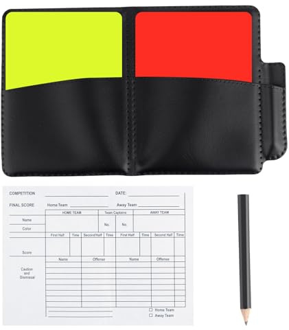 Gosknor Football Referee Card Set, 2pcs Warning Referee Red and Yellow Cards with Leather Case Recording Papers Pencil for Volleyball Soccer Baseball Rugby Ideal Coaches Accessories Kit