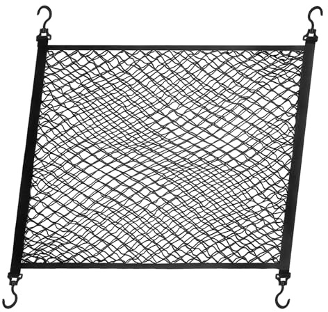 Bagagetät för bil, spännnät, förvaringsnät, bagagenät husbil, lastsäkringsnät, storlek 80 x 60 cm med 4 krokar, utbyggbar till 120 x 100 cm, elastisk kant håller belastningarna fasta (dubbel)