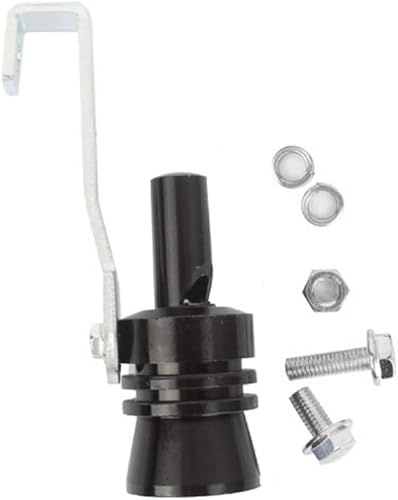 Car Exhaust Whistle, Universal Turbo Sound Booster, Aluminum Alloy Car Roar Maker Muffler Pipe Whistle, Vehicle Blow off valve Tip Simulator Tail Whistler (Black, XL)