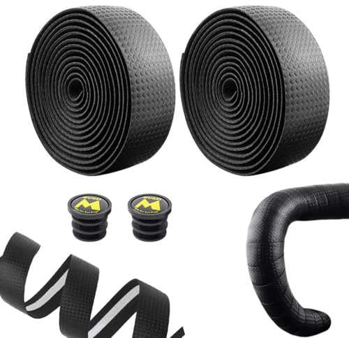 WUFKOP 2 Rollos Cinta para Manillar de Bicicleta, Negro con Textura de Fibra de Carbono, Antideslizante y Cómoda, para Ciclismo de Carretera, Montaña y Gravel