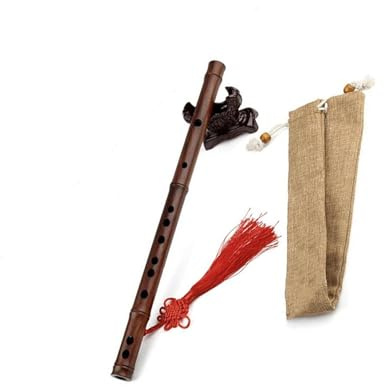 Traditionell handgjord mahognyflöjt instrument en sektion (nyckel)