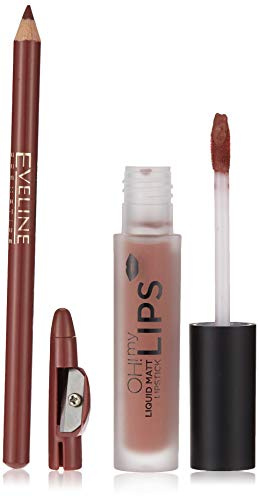 Eveline Cosmetics Oh! My Lips Eveline OH! MY LIPS Matte Liquid Lipstick & Lip Liner Set 02 - Long-lasting, Hydrating Formula with Vitamin E & Hyaluronic Acid