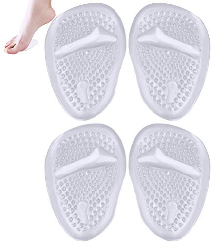 nuosen 2 Pairs Gel Insoles Women, Foot Pain Relief Pads Metatarsal Cushions Ball Foot Gel Pads Cushions (Transparent)