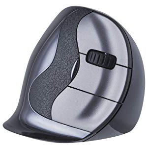 BakkerElkhuizen Evoluent D kabellos Medium, Ergonomische vertikale Maus, schwarz/dunkelgrau/Silber