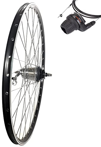 28 Zoll Hinterrad 7 Gang Ersatz für Shimano Nexus mit Rücktritt, mit NIRO-Speichen, mit Teilen/Schalthebel (Laufrad mit Teile, mit Griff 1850mm)