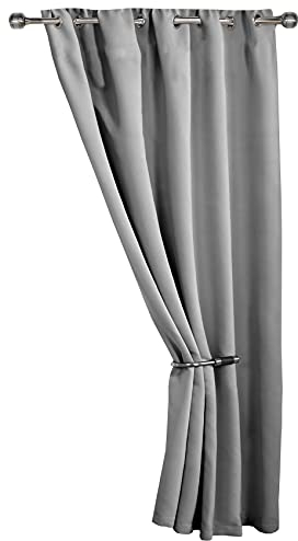 Emma Barclay Cali Eyelet - Woven Thermal Blackout Eyelet Door Curtain in Grey - Width 66 x 84Drop (168x213cm)