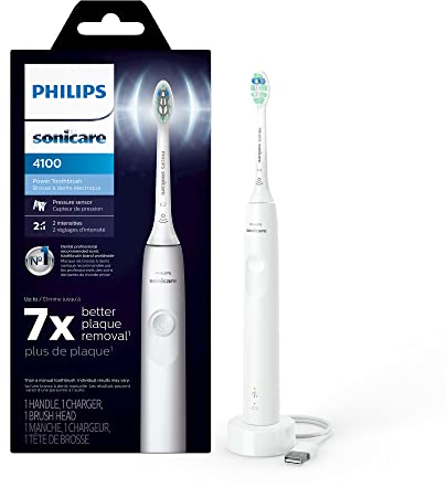 Philips Sonicare 4100 Power Toothbrush, Rechargeable Electric Toothbrush with Pressure Sensor, White HX3681/23