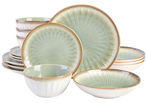 Gibson Elite, Vajilla de 16 piezas Elite Mayfair Bay con relieves, verde