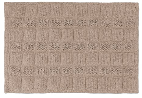 Relaxdays Badematte Baumwolle, 60 x 40 cm, rutschfest, waschbar, Vorleger Badezimmer, Badteppich rechteckig, Hellbraun