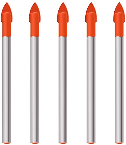 5 Piezas Juego de 6mm Brocas Porcelanico Profesional con Recubrimiento de Titanio,Broca para Azulejos Broca de Cerámica Vidrio para Azulejos, Cerámica, Vidrio y Espejos