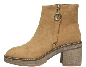 ONLY Zipper Heeled Boot, Onlbabette Botines de tacón con Cremallera Mujer, Beige, 39 EU