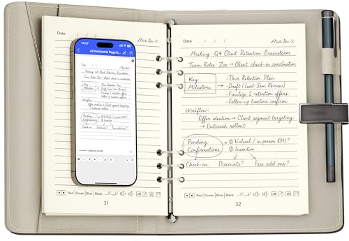 Mloas Smart Pen per prendere appunti, taccuino digitale con penna, consente la scrittura a mano sincronizzata, OCR a testo, archiviazione offline, registrazione audio e condivisione note, compatibile