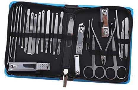 Veemoon Kit de Manicura y Pedicura Profesional de Acero Inoxidable Ligero y Portátil 26 Herramientas Adecuado para Cuidado Personal en Casa