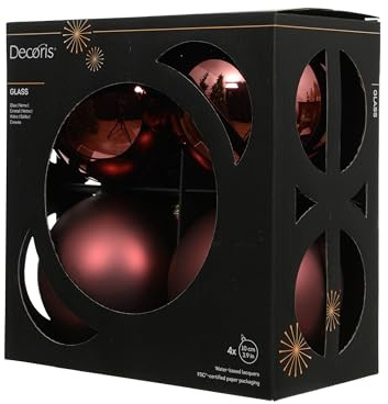 Kaemingk Weihnachtskugeln Glas 10cm 4 Stück - matt & glänzend - Große Christbaumkugeln Weihnachtsbaumkugeln für Weihnachten - Christbaumschmuck & Weihnachtsbaumschmuck - Kastanienbraun