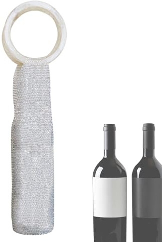 Handvävd vin – 28 cm lyxig isolerad muggpåse med tjeckisk diamanthandtag | elegant bärbar presentförpackning | bärväska för fester, bröllop, resor, högkvalitativ Pr