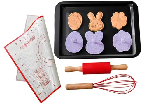 Kavelset, non-stick-påskverktyg för bakverk | brödkavel med kanin och ägg - för kakor brödkakor pizzadeg sockerpasta och bakning