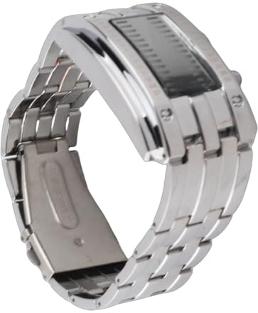 Annadue Reloj LED con Modo de Tiempo Binario único, Reloj de Pulsera Resistente Al Agua con Convexo y Espejo de Cristal con Hebilla de Acero Inoxidable