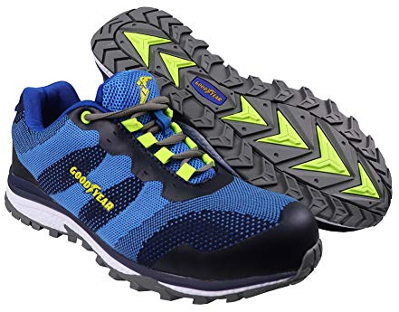 Goodyear Workwear GYSHU1573 - Berretto sportivo da uomo, leggero, per la sicurezza sul lavoro, non metallico, in composito e intersuola S1P/SRA, blu, 41 EU