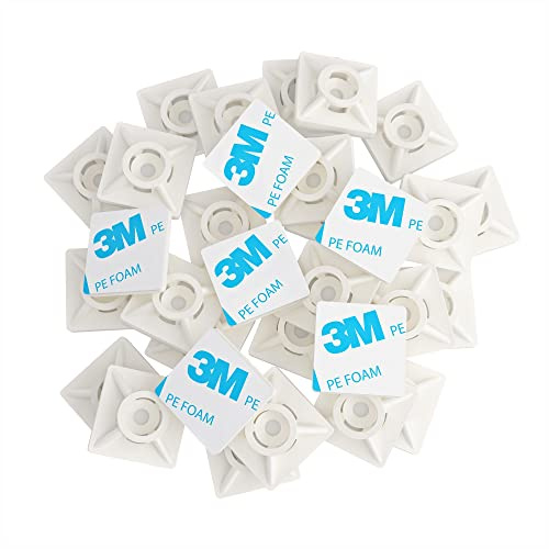 intervisio Juego Soportes Adhesivos para Bridas de Cable 19 mm x 19mm, Clips Adhesivo para las Brida de Plastico, Base de montaje sujetacables autoadhesivos cables, Blanco Natur, 200 Piezas