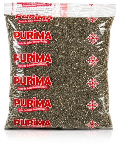 Chia Seeds 1kg – for Weight Loss Raw Black Seed Dark Whole Natural Bulk Keto Protein Shakes Smoothies Breakfast Cereals Porridge Topper Pudding to Eat Non GMO Weightloss (Packaging May Vary) PURIMA