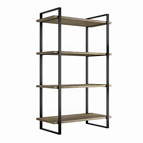Emuca - Étagère Style Industriel avec Structure et tablettes, Bibliothèque, Étagère Murale Hauteur 1150 mm, Acier et Bois