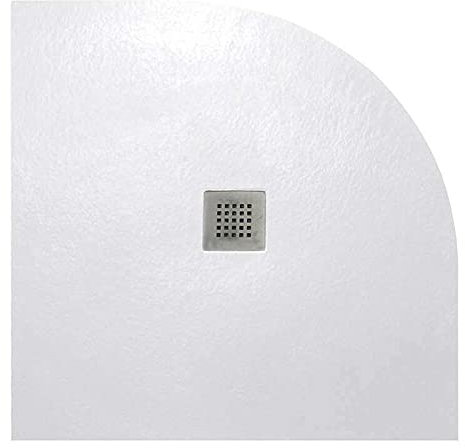 Plato de ducha cuarto de círculo STRATO 90x90 cm - Blanco - Resistente y Fácil de instalar - Baño - Ducha