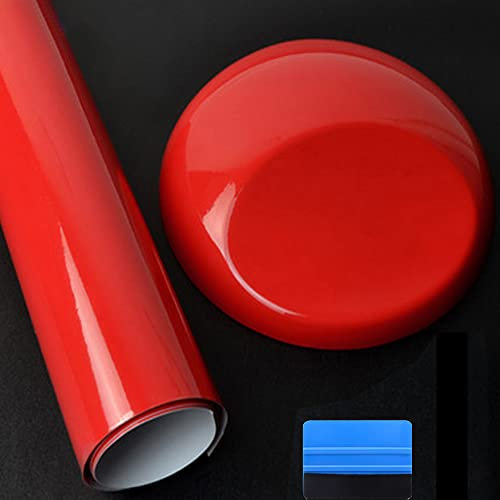 NewL High Gloss Red Vinyl Wrap Self Adhesive Air Release Bubble Outdoor Rated for Automotive Use (30cm x 150cm)