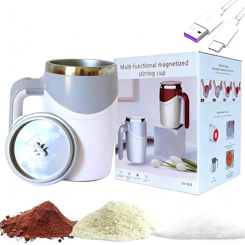 Toycol Rechargeable Electric Automatic Magnetic Self Stirring Mug, Grey