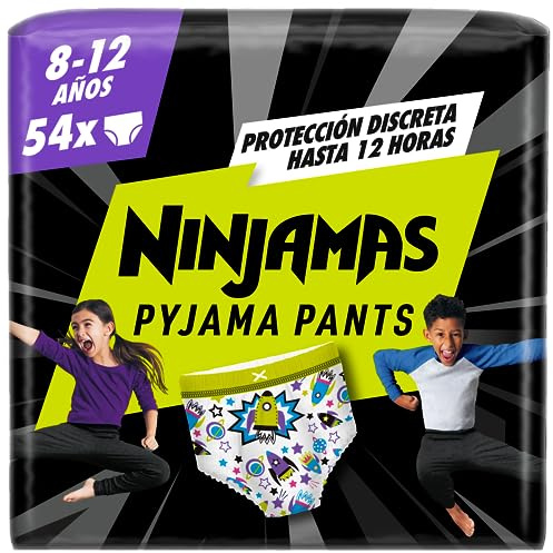 Dodot Pañal-Braguita Ninjamas, Talla 8-12 años (27-43 kg), 54 pañales tipo calzoncillo, pañal noche con Naves Espaciales, Protección Contra Fugas Toda La Noche