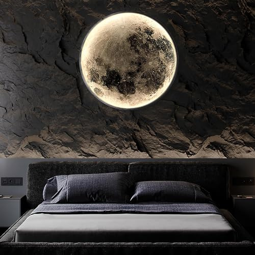 Moon Wall Sconce, 3d Moon Light, dimbar LED-vägglampa med fjärrkontroll, plug-in väggmonterad lampa taklampa, månväggdekor för vardagsrummet hall foajén Nattlampa (11,8 tum, måne)
