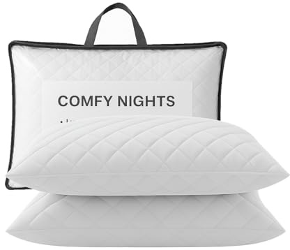 Comfy Nights 2 Pack Hotel Quality Bounce Back Firm Suport Back Neck and Shoulder Pain Relief Quilted Pillow - 2Pack - Quilted