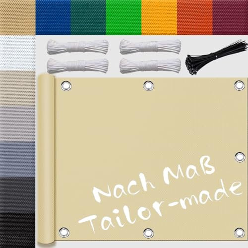 Ufamiluk sonnensegel wasserdicht klein groß mini Balkon Windschutz Segeltuch Winterfest zaunblende sichtschutz für Balkon terrasse Schwimmbad 4.5x6m Beige