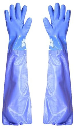 WENYOG Guante de Goma 1 par de Guantes Largos de Goma Impermeables de PVC for Pesca Industrial y agrícola, Guantes de Limpieza Reutilizables de Manga Larga
