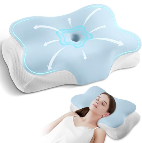 Cuscino per Cervicale,Cuscino Memory Foam per Dormire,Cuscino Traspirante Adatto a Chi Dorme sul Fianco,Sulla Schiena o Sullo Stomaco