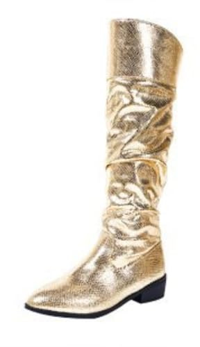 Bottes Hautes Femme Bout Pointu Talon Bas Couleur Métallisé Or Style Western Slouch Talon Bloc Bottes De Cowboy Tendance Pour Soirée Et Fête Automne et Hiver Boots Chaussures