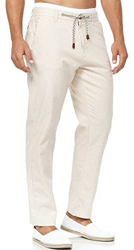 Indicode Hommes Veneto Pants | Pantalon en Lin et Coton