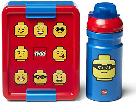 LEGO LUNCH SET - ICONIC design, Fun & Functional 390ml Bottle & Lunch Box for Kids & Adults, Dishwasher Safe, Perfect for Meals on the Go, Red & Blue
