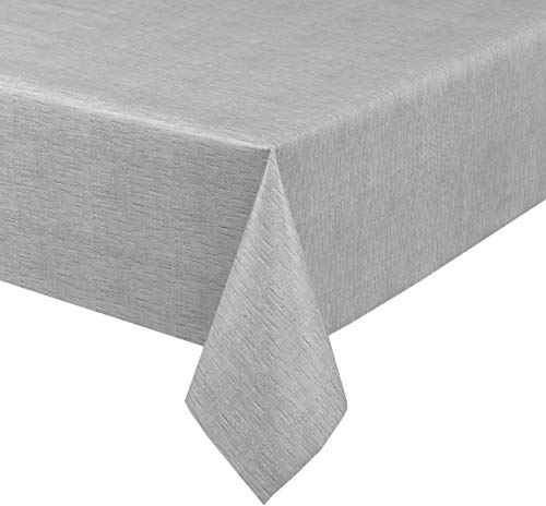 BEAUTEX Wachstuchtischdecke, Leinen grau, abwischbar Wachstuch Tischdecke ECKIG RUND OVAL, Größe wählbar (Eckig 140x180 cm)