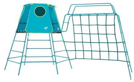 TP Toys Explorer Metal Climbing Frame and Monkey Bridge - Adventure Playmat, Climbing Ladder and Monkey Bridge. Roll Up Door. Round Viewing Window, Outdoor Toys For Kids. Aged 3-12 Years