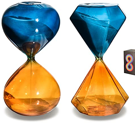Sanduhr Sanduhr Sanduhr mit Sand, 30 Minuten & 15 Minuten Sanduhr, Blauer Timer, Sanduhr, 2 Stück, orangefarbene Stundenbrille, dekorative Sanduhr für Yoga, Studium, Timer, Spiel