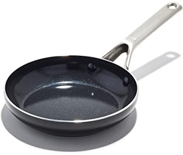 OXO Agility Series 8 Frying Pan Skillet, Ceramic Nonstick Cookware PFAS-Free, Induction Suitable, Quick Even Heating, Stainless Steel Handle, Chip-Free Rims, Dishwasher and Oven Safe, Black